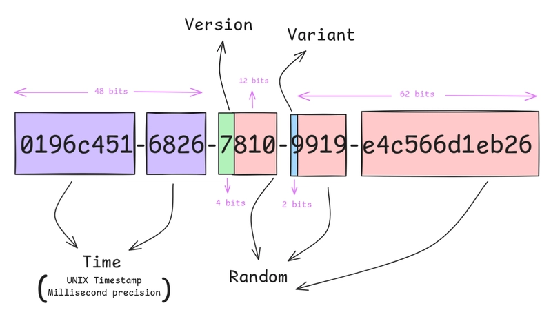 UUID v7 bit structure